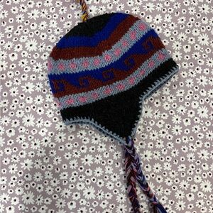 Kids Earflap Knit Hat in Blue, Brown, Pink and Black